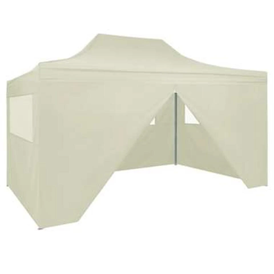 VidaXL Partytent Met 4 Zijwanden Inklapbaar 3x4 M Staal Crème 1 VidaXL Partytent Met 4 Zijwanden Inklapbaar 3x4 M Staal Crème