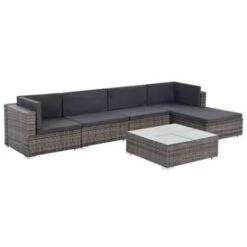 VidaXL 6-delige Loungeset Met Kussens Poly Rattan Grijs