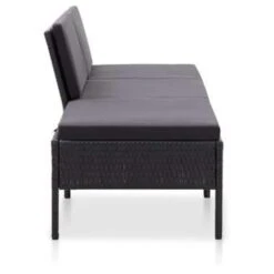 VidaXL 3-delige Loungeset Met Kussens Poly Rattan Zwart -VIDAXL 1000002925 0102
