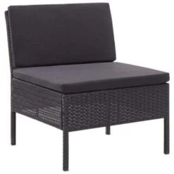VidaXL 3-delige Loungeset Met Kussens Poly Rattan Zwart -VIDAXL 1000002925 0103