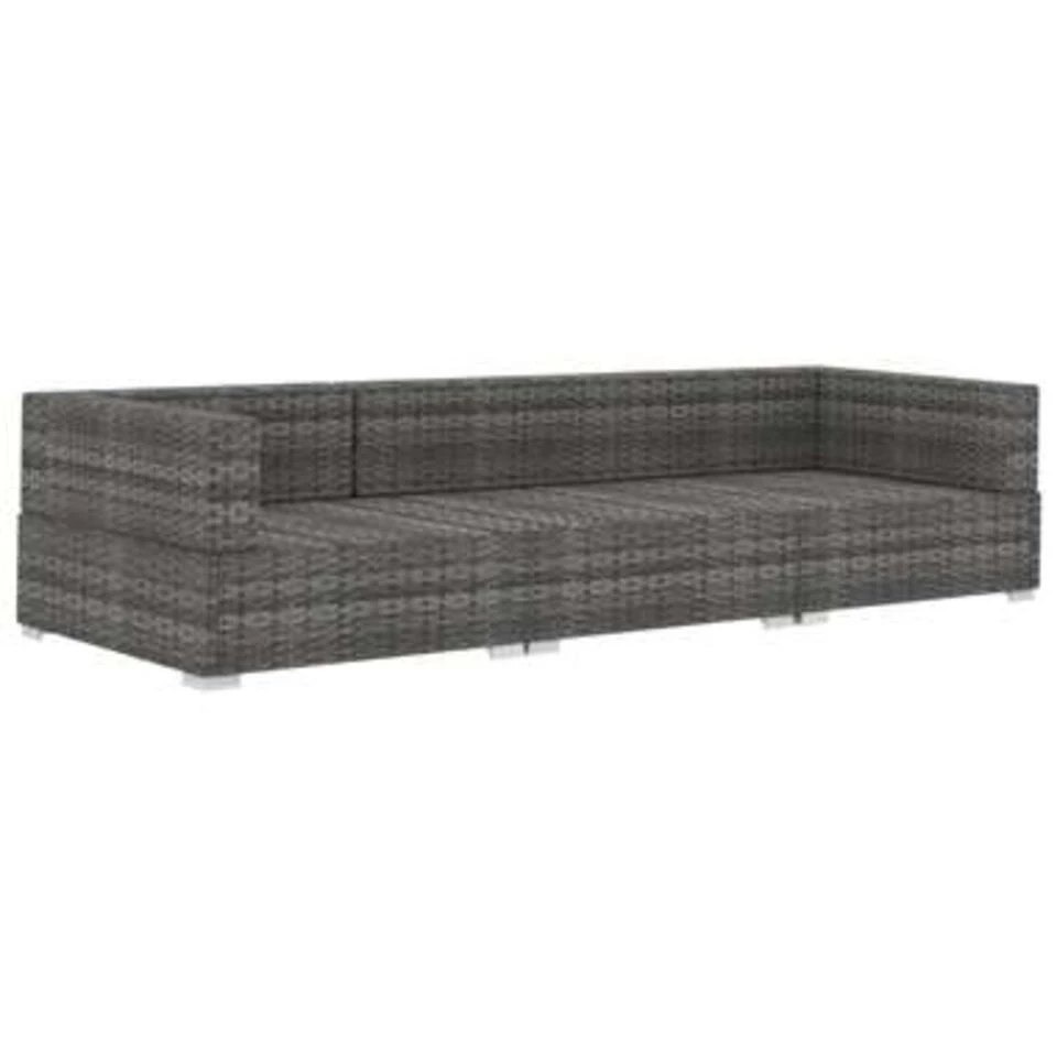 VidaXL 3-delige Loungeset Met Kussens Poly Rattan Grijs 3 VidaXL 3-delige Loungeset Met Kussens Poly Rattan Grijs - Afbeelding 3