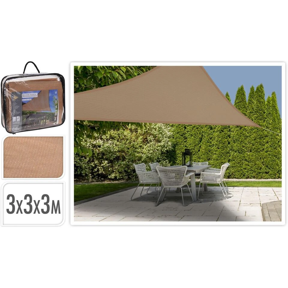 KOOPMAN Schaduwdoek Driehoek Zandkleurig 3x3x3m 2 KOOPMAN Schaduwdoek Driehoek Zandkleurig 3x3x3m - Afbeelding 2