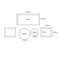 Garden Impressions Olaf Loungeset 5-delig - Natural -VIDAXL 1000035535 0103