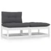 VidaXL 2-delige Loungeset Met Kussens Massief Grenenhout Wit
