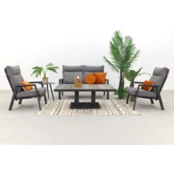 VDG Azoren/Jersey Stoel-bank Loungeset 4-delig Verstelbaar - Antraciet -VIDAXL 1000054732 0103