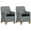 VidaXL Tuinstoelen 2 St Met Kussens Poly Rattan Lichtgrijs