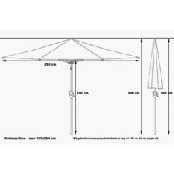 Platinum Riva Stokparasol 2.5x2.5 - Antraciet Met Voet En Hoes -VIDAXL 1000073267 0103