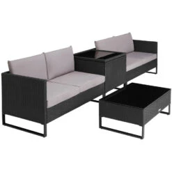 Tectake - Wicker Loungeset - Ostuni Zwart -VIDAXL 1000077862 0103