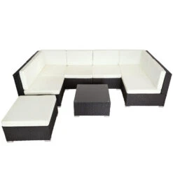 Tectake - Loungeset Venetië - Wicker - Zwart -VIDAXL 1000077864 0102