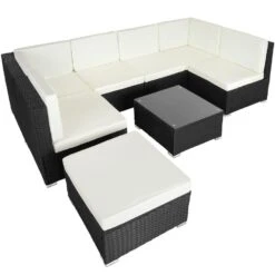 Tectake - Loungeset Venetië - Wicker - Zwart