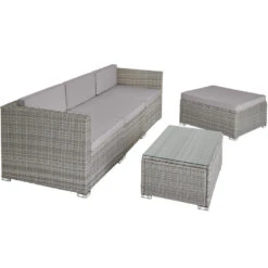 Tectake - Loungeset Florenz - Wicker - Grijs -VIDAXL 1000077870 0103