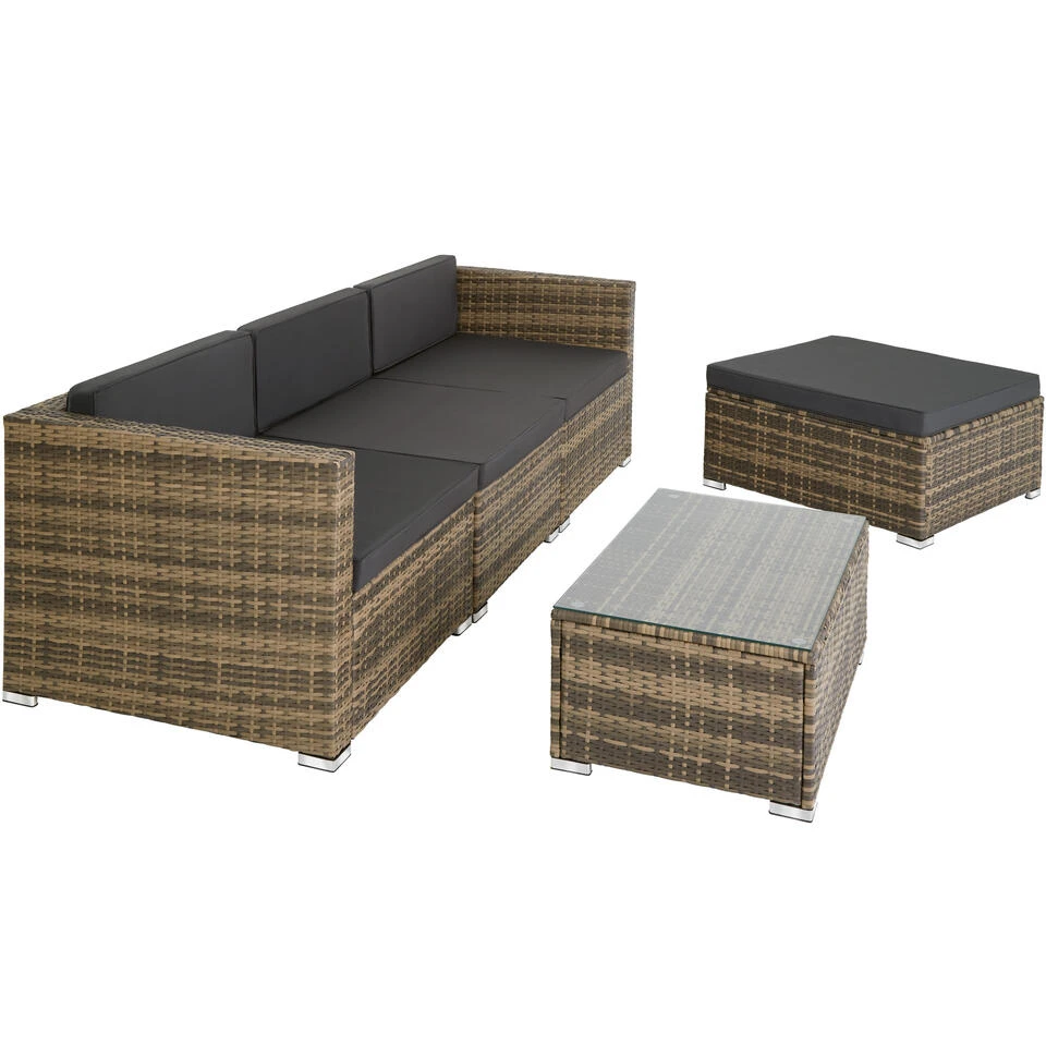 Tectake - Loungeset Florenz - Wicker - Naturel 4 Tectake - Loungeset Florenz - Wicker - Naturel - Afbeelding 4