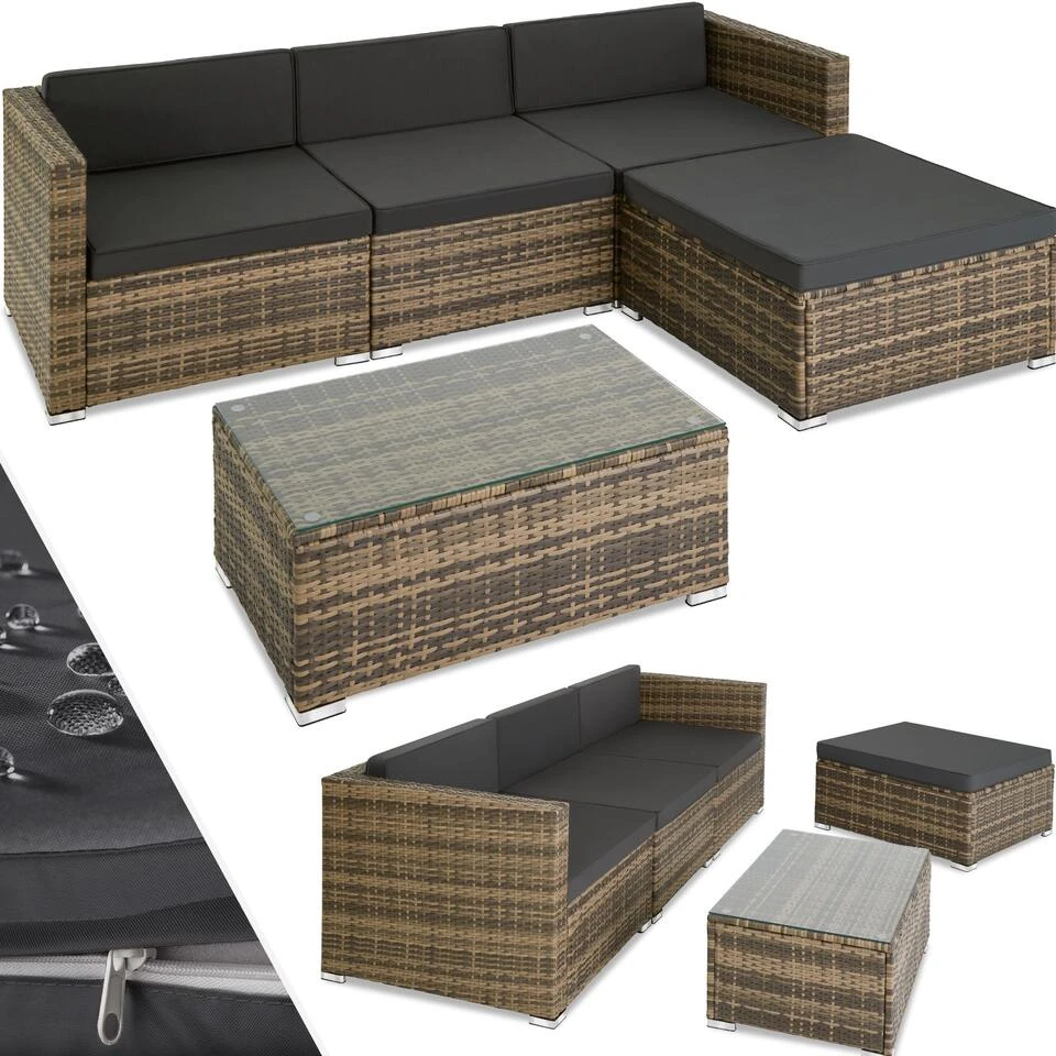 Tectake - Loungeset Florenz - Wicker - Naturel 1 Tectake - Loungeset Florenz - Wicker - Naturel