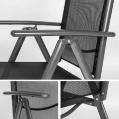 Tectake - Aluminium Tuinstoel / Tuin Stoel Antraciet - Zwart -VIDAXL 1000078044 0103