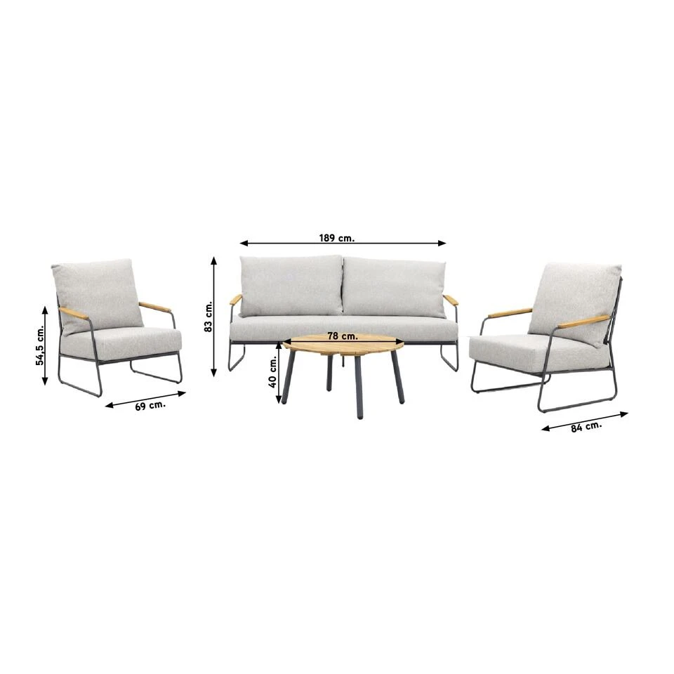4SO Balade/Mindo Stoel-bank Loungeset - 4-delig 2 4SO Balade/Mindo Stoel-bank Loungeset - 4-delig - Afbeelding 2