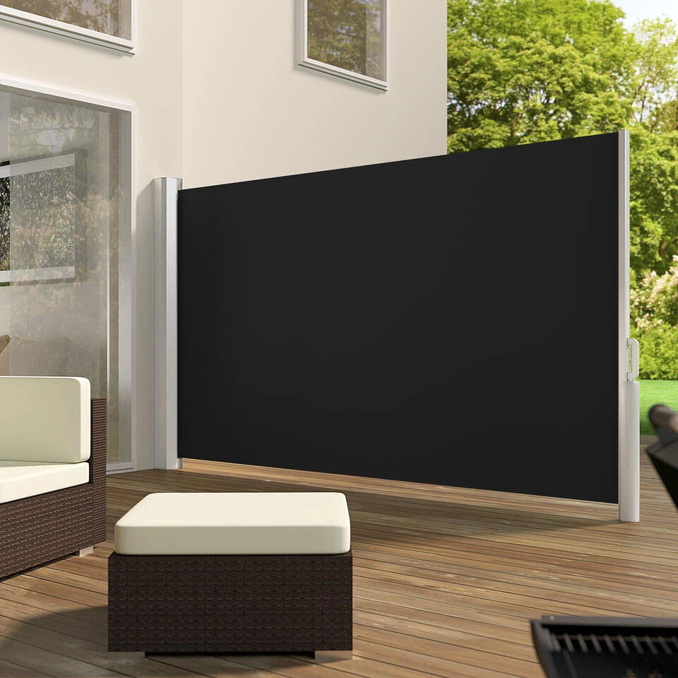 Tectake - Uittrekbaar Aluminium Windscherm Tuinscherm 160 X 300 Cm Zwart 2 Tectake - Uittrekbaar Aluminium Windscherm Tuinscherm 160 X 300 Cm Zwart - Afbeelding 2