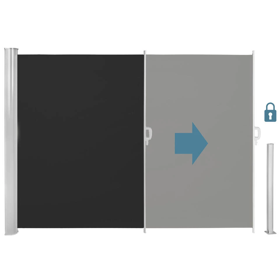 Tectake - Uittrekbaar Aluminium Windscherm Tuinscherm 160 X 300 Cm Zwart 3 Tectake - Uittrekbaar Aluminium Windscherm Tuinscherm 160 X 300 Cm Zwart - Afbeelding 3