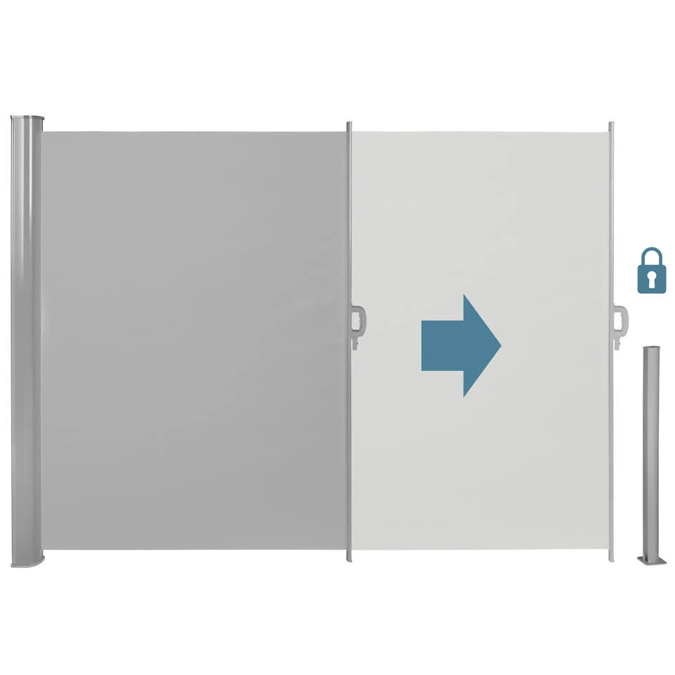 Tectake - Uittrekbaar Aluminium Windscherm Tuinscherm 200 X 300 Cm Grijs 3 Tectake - Uittrekbaar Aluminium Windscherm Tuinscherm 200 X 300 Cm Grijs - Afbeelding 3