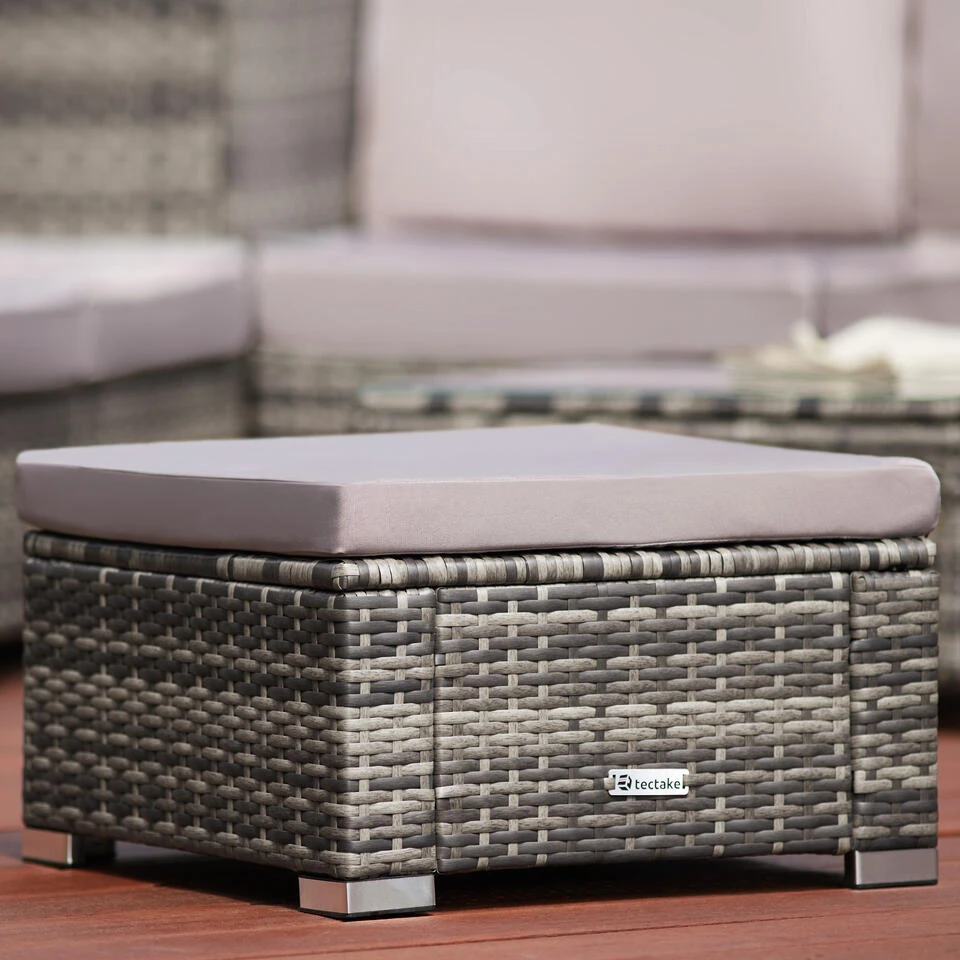 Tectake - Wicker Zitkruk -grijs- 53 X 53 X 26 Cm 2 Tectake - Wicker Zitkruk -grijs- 53 X 53 X 26 Cm - Afbeelding 2