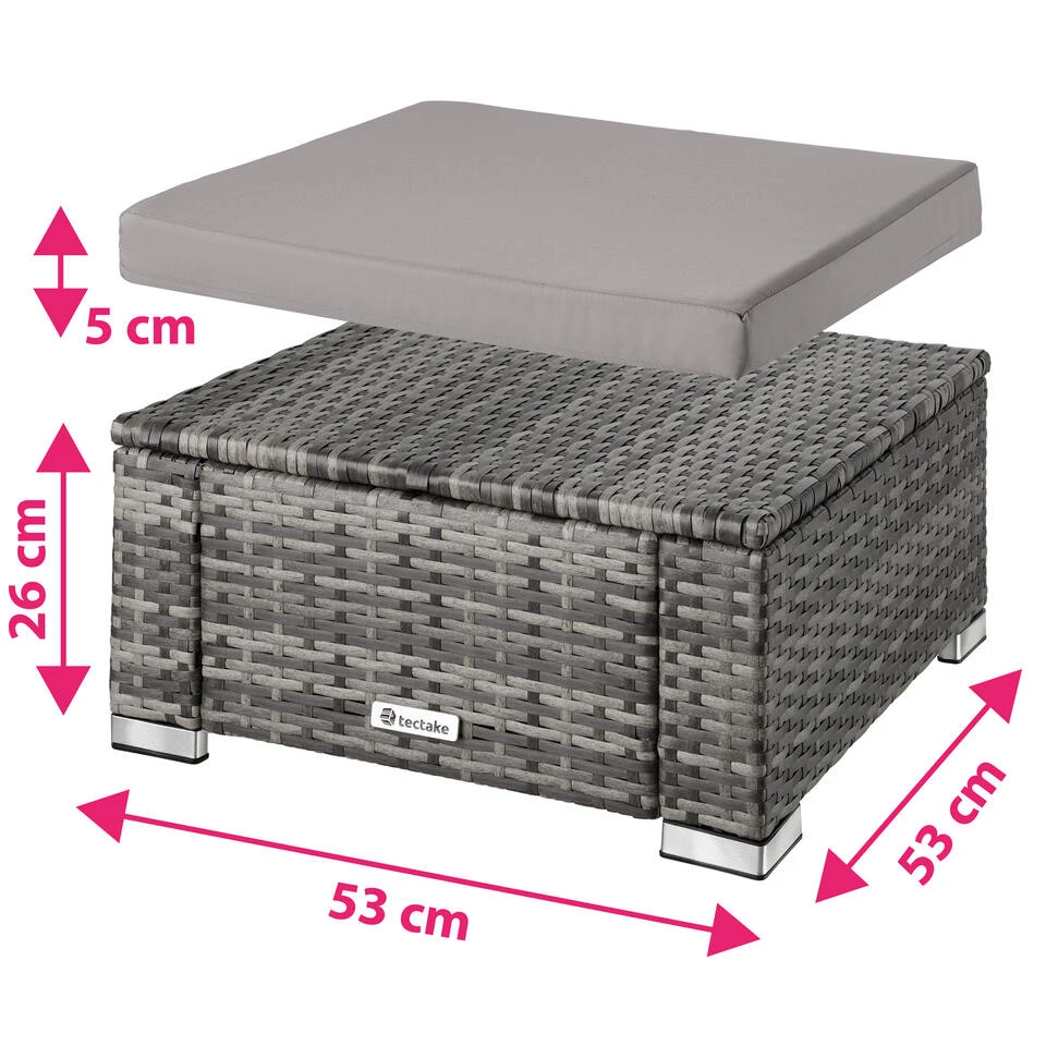 Tectake - Wicker Zitkruk -grijs- 53 X 53 X 26 Cm 4 Tectake - Wicker Zitkruk -grijs- 53 X 53 X 26 Cm - Afbeelding 4