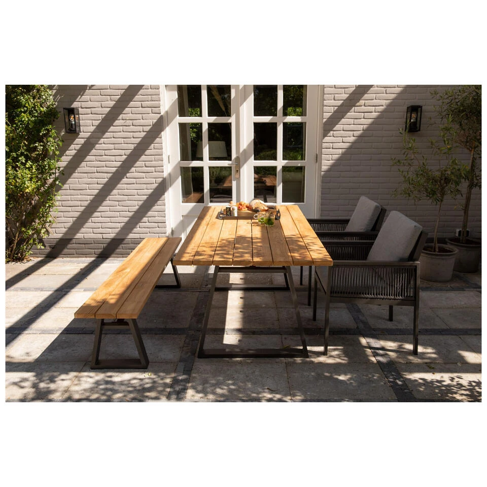 Exotan Tuintafel Sydney - Teak/Metaal - Naturel - 75x185x90 2 Exotan Tuintafel Sydney - Teak/Metaal - Naturel - 75x185x90 - Afbeelding 2