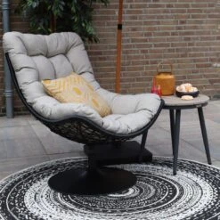 Woood Swivel Loungestoel Zwart -VIDAXL 1000091741 0103