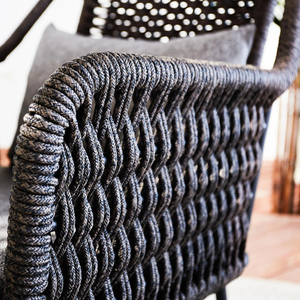 Dining Tuinstoel Met Armleuning Kaya Touw Bruin - 66x55x80 Cm - Touw - Grijs 4 Dining Tuinstoel Met Armleuning Kaya Touw Bruin - 66x55x80 Cm - Touw - Grijs - Afbeelding 4