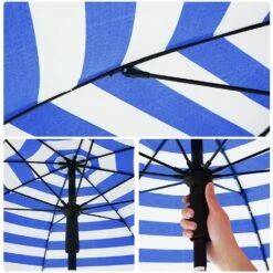 ACAZA Stok Parasol - 160 Cm Diameter - Met Draagtas - Blauw Gestreept -VIDAXL 1000095606 0103