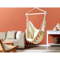 Beliani Hangstoel VARENA - Beige Katoen -VIDAXL 1000096792 0103