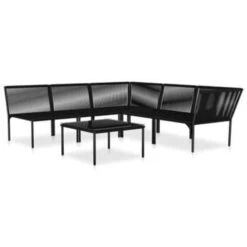 VidaXL 6-delige Loungeset Met Kussens PVC Zwart -VIDAXL 1674562318 0102