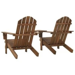 VidaXL Tuinstoelen Adirondack Met Tafeltje Massief Vurenhout Bruin -VIDAXL 16e5af812cf54616b453b4fb0a9a7174