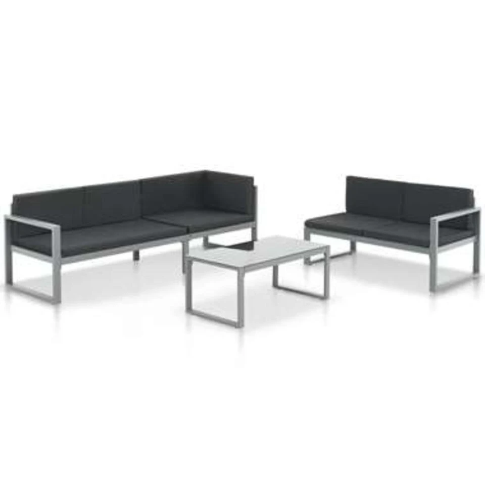 VidaXL 3-delige Loungeset Met Kussens Aluminium Zwart 1 VidaXL 3-delige Loungeset Met Kussens Aluminium Zwart
