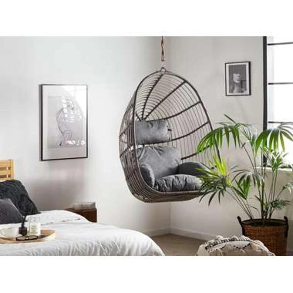 Beliani Hangstoel CASOLI - Grijs Pe Rotan 3 Beliani Hangstoel CASOLI - Grijs Pe Rotan - Afbeelding 3