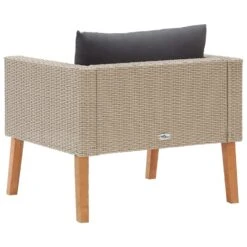 VidaXL Tuinbank Eenzits Met Kussens Poly Rattan Beige -VIDAXL 4022a62b7ffe42fb84350a903c999111