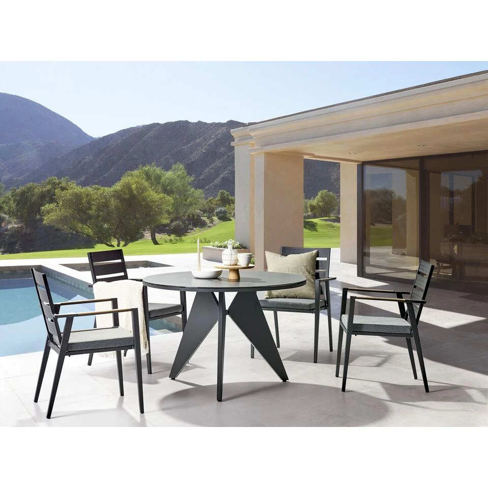 Beliani Tuinstoel TAVIANO - Zwart Aluminium 2 Beliani Tuinstoel TAVIANO - Zwart Aluminium - Afbeelding 2