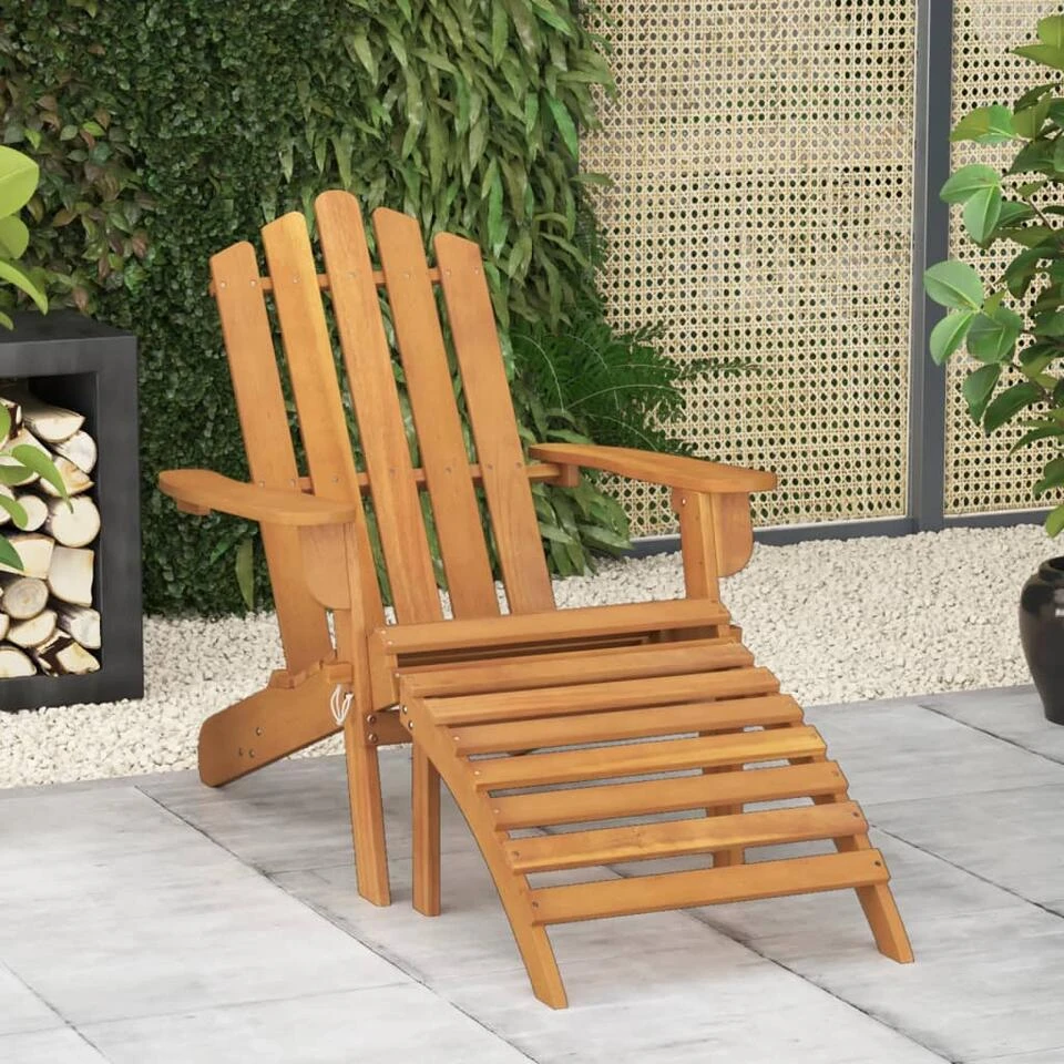 VidaXL Adirondack Tuinstoel Met Voetensteun Massief Acaciahout 2 VidaXL Adirondack Tuinstoel Met Voetensteun Massief Acaciahout - Afbeelding 2