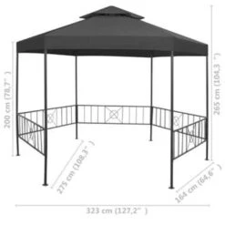 VidaXL Tuinprieel 323x275x265 Cm Antraciet -VIDAXL 61fe3545b3ec495ab9fcb40348cfc9b4