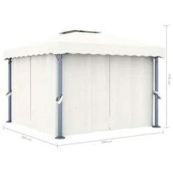 VidaXL Prieel Met Gordijn 3x3 M Aluminium Crèmewit -VIDAXL 6adb0f3522254770b112f4787f96e994