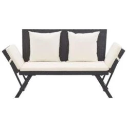 VidaXL Tuinbank Met Kussens 176 Cm Poly Rattan Zwart -VIDAXL 7b0f4fed603a4033baa58e3ab63907fd