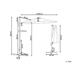 Beliani Cantilever Parasol SAVONA II - Grijs Polyester -VIDAXL 82d7d8549ac34faebee2fe0c6d083745