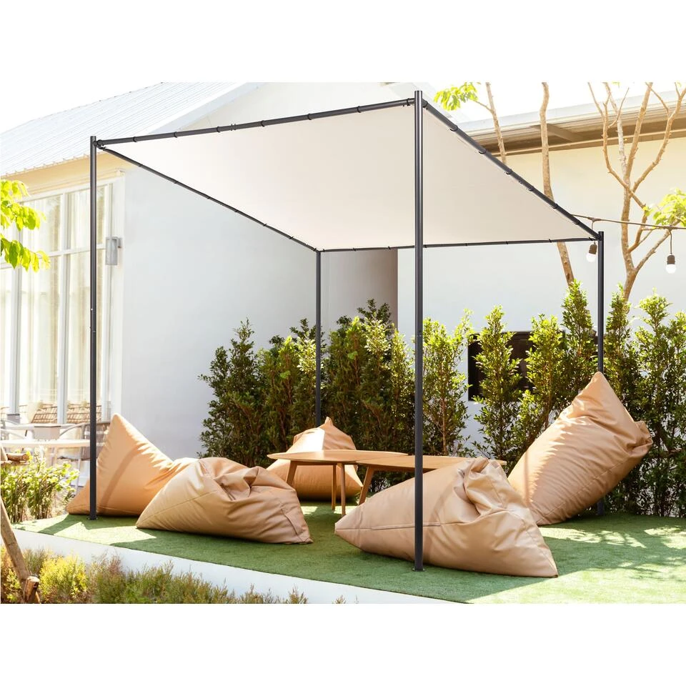 Beliani Tuinpaviljoen VIMINO - Beige Polyester, Staal 2 Beliani Tuinpaviljoen VIMINO - Beige Polyester, Staal - Afbeelding 2