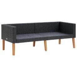 VidaXL Tuinbank 2-zits Met Kussens Poly Rattan Zwart -VIDAXL b6de9bad3fb14f4587fff1a9f1c48d3c