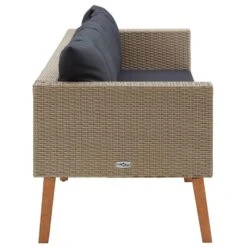 VidaXL Tuinbank 3-zits Met Kussens Poly Rattan Beige -VIDAXL bc275b38ab304cd69441a591319b2da8