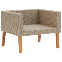 VidaXL Tuinbank Eenzits Met Kussens Poly Rattan Beige -VIDAXL c41cb684bbf04774ac2e2b8b6728155c