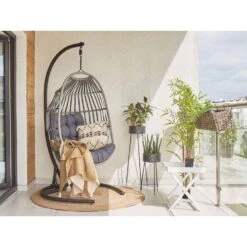 Beliani Hangstoel SESIA - Grijs Polyester, Pe Rotan 6 Beliani Hangstoel SESIA - Grijs Polyester, Pe Rotan -VIDAXL d4ab082dc1fe4b84819f1349bc85b944