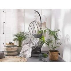 Beliani Hangstoel PINETO - Grijs Pe Rotan -VIDAXL d5c727dd941d49ecbb5b3e5f7a5fd358