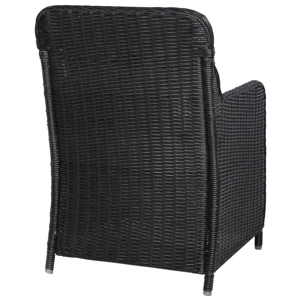 VidaXL Tuinstoelen 2 St Met Kussens Poly Rattan Zwart 4 VidaXL Tuinstoelen 2 St Met Kussens Poly Rattan Zwart - Afbeelding 4
