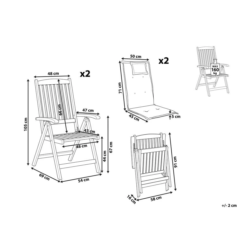 Beliani Tuinstoel JAVA - Lichte Houtkleur Acaciahout 2 Beliani Tuinstoel JAVA - Lichte Houtkleur Acaciahout - Afbeelding 2