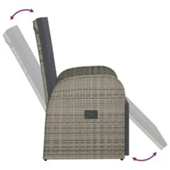 VidaXL Tuinstoel Verstelbaar Met Kussen Poly Rattan Grijs -VIDAXL f8073a3a23934c6d99bbacd8f8a122e1