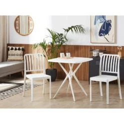 Beliani Tuinstoel SERSALE - Wit Synthetisch Materiaal -VIDAXL fb516ea8cf294eacb284d35529171318